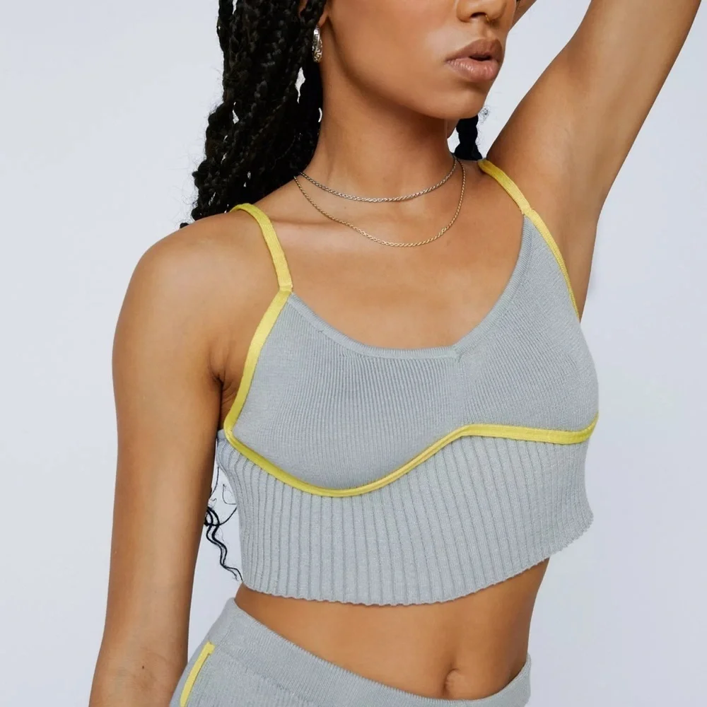 Grey Ribbed Crop Top - Picture 4 of 4